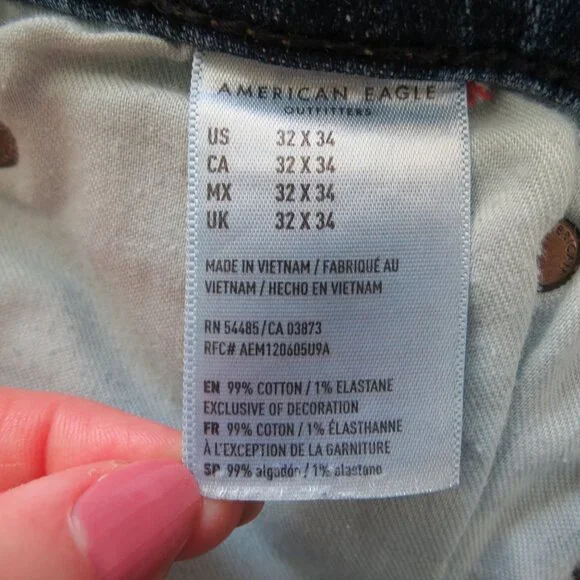 AMERICAN EAGLE Men's Next Level AirFlex Slim Straight Jeans Size 32x34 Distress - Picture 9 of 10